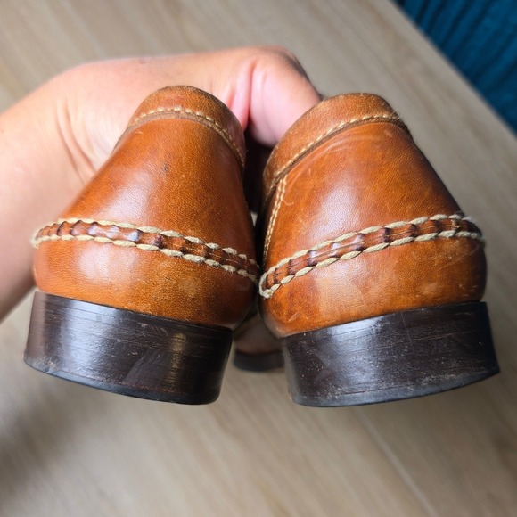 Bostonian Women's Loafers Size 8.5 Brown Woven Leather Penny Slip-On minimalist - Picture 5 of 11